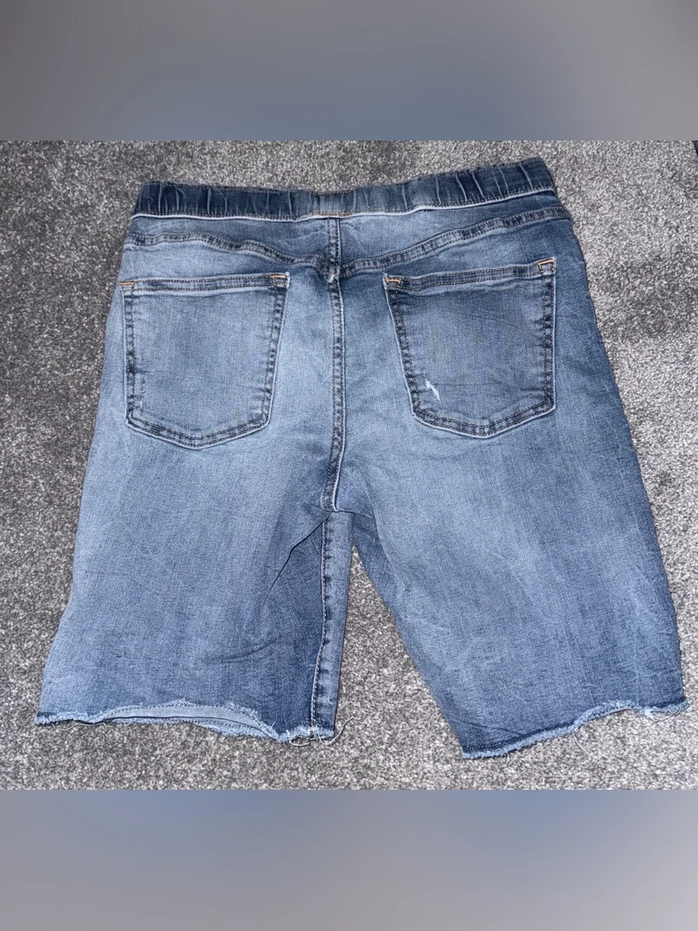Old Navy Boys Denim Drawstring Shorts Slim Fit XL (14-16) Blue Stretch Pockets